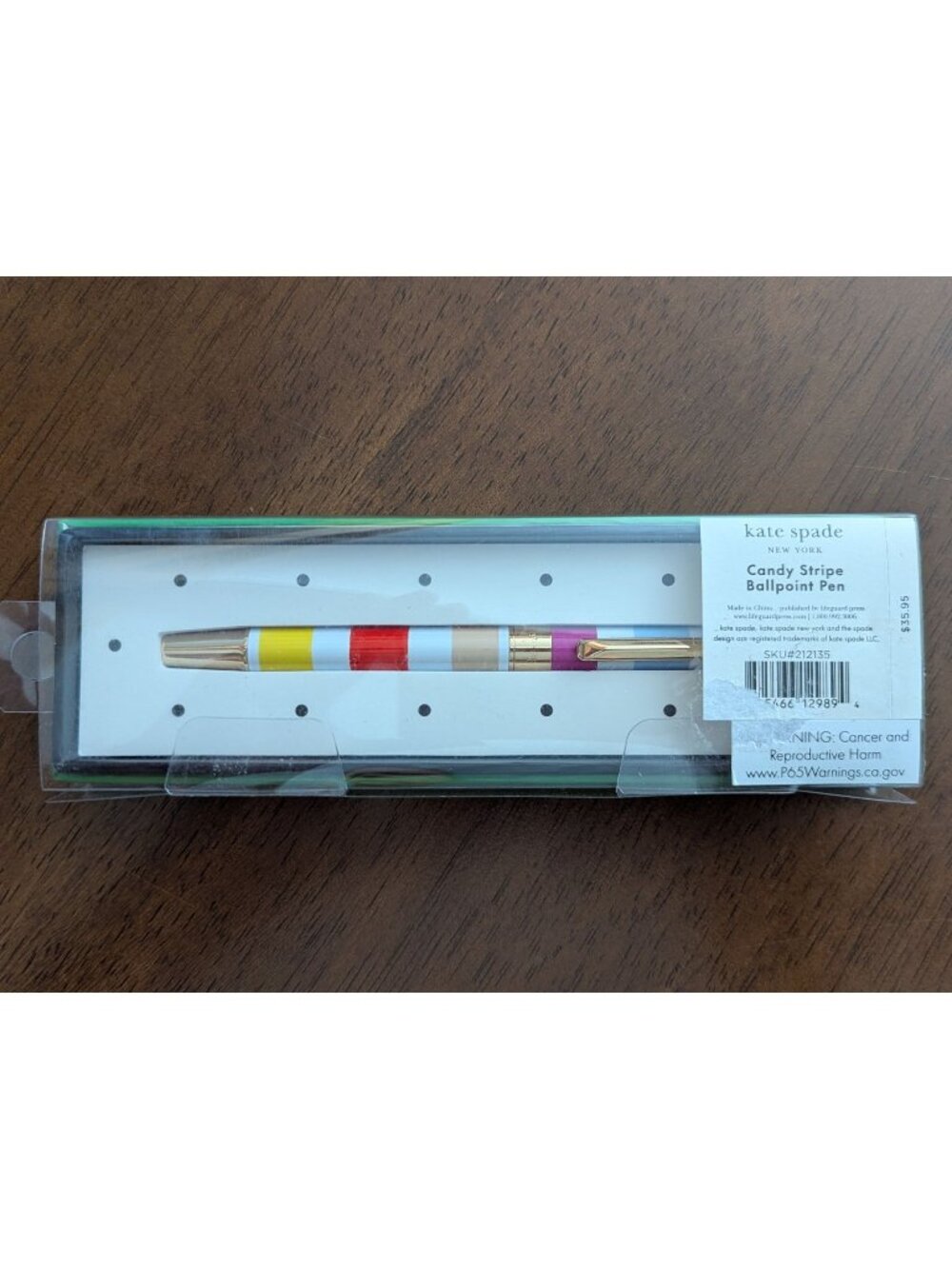 Kate Spade Candy Stripe Ballpoint Pen In Gift Box